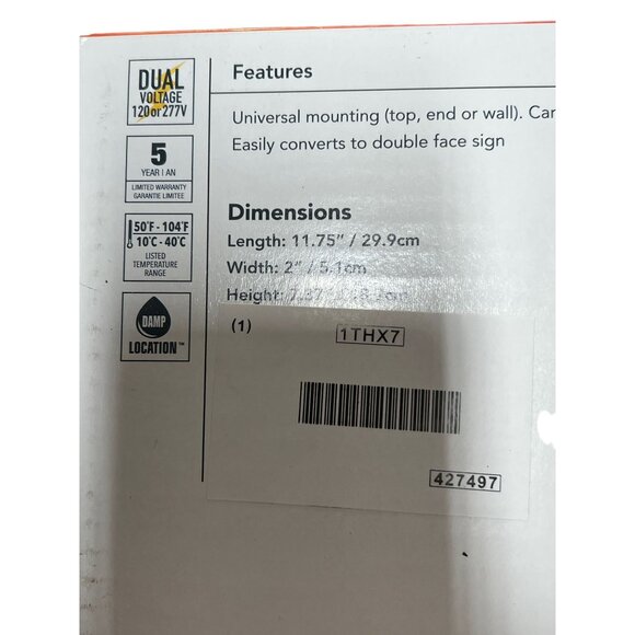 Lithonia Lighting LED Quantum Exit Sign Black Housing Direct Wire 427497 NEW - Picture 5 of 6